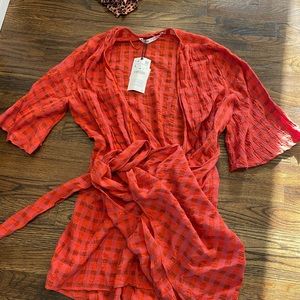 Zara Carla Dress. Red/plaid wrap dress. Size Large. New with tags!